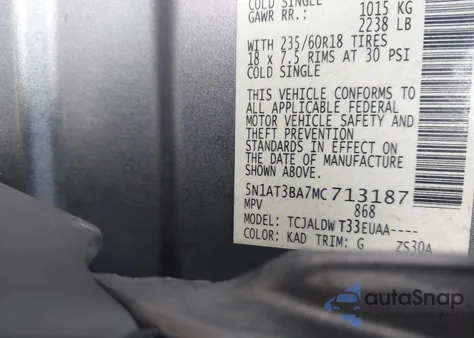 2021 Nissan Rogue Sv Fwd from USA, damaged, VIN 5N1AT3BA7MC713187
